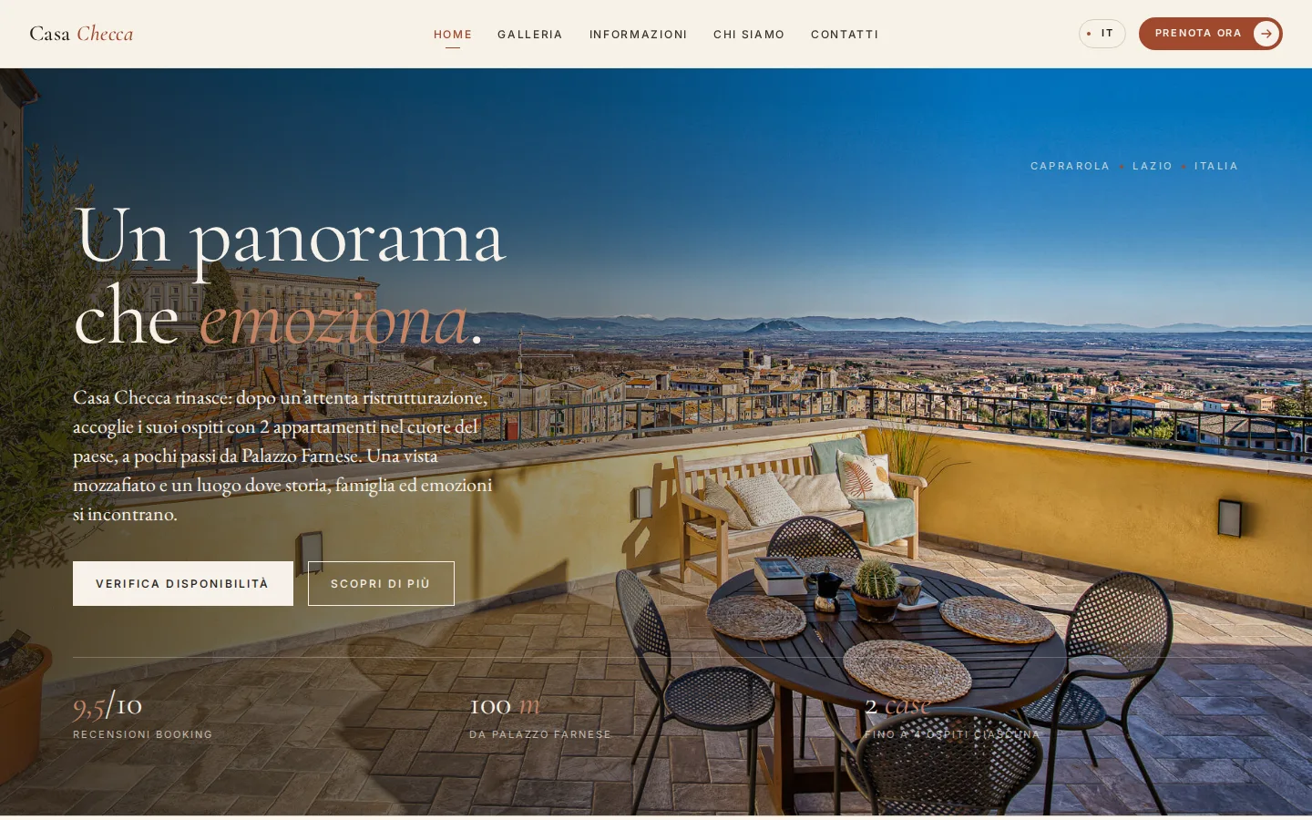 La home del sito Casa Checca